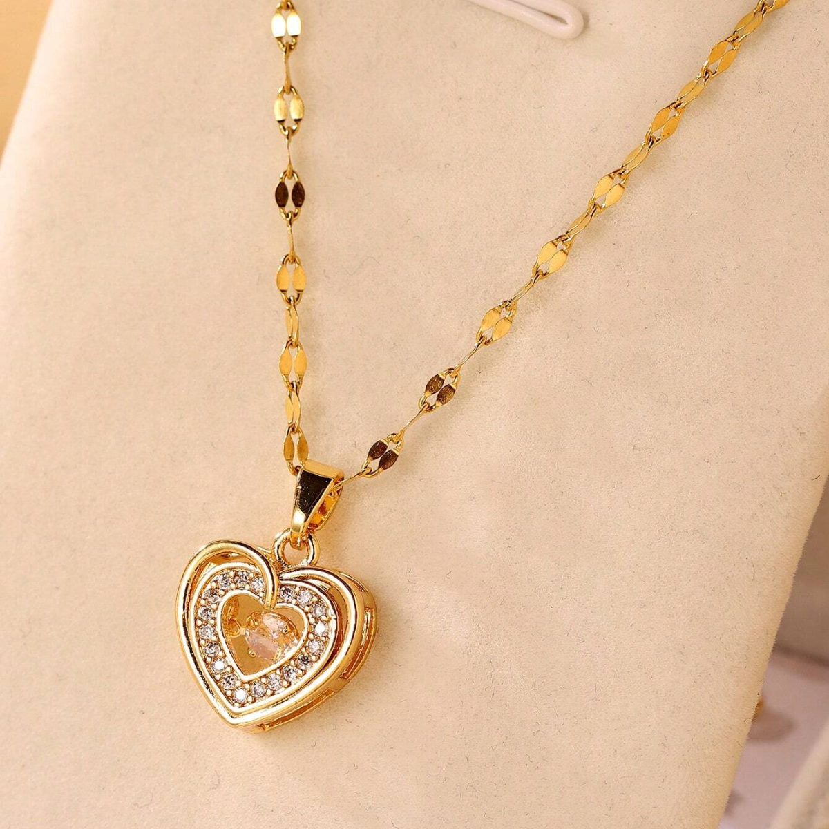 Love Heart Pendant - Double Layer Necklace