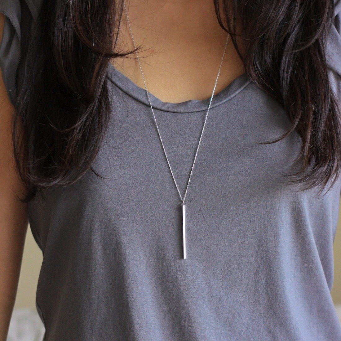 Sensible Bar Necklace - Vertical Bar Necklace