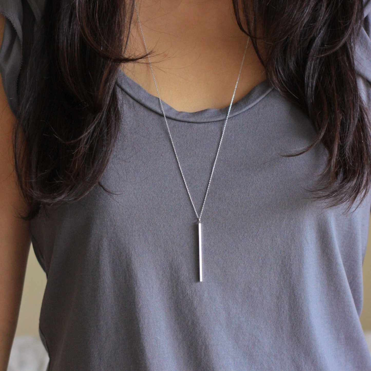 Sensible Bar Necklace - Vertical Bar Necklace