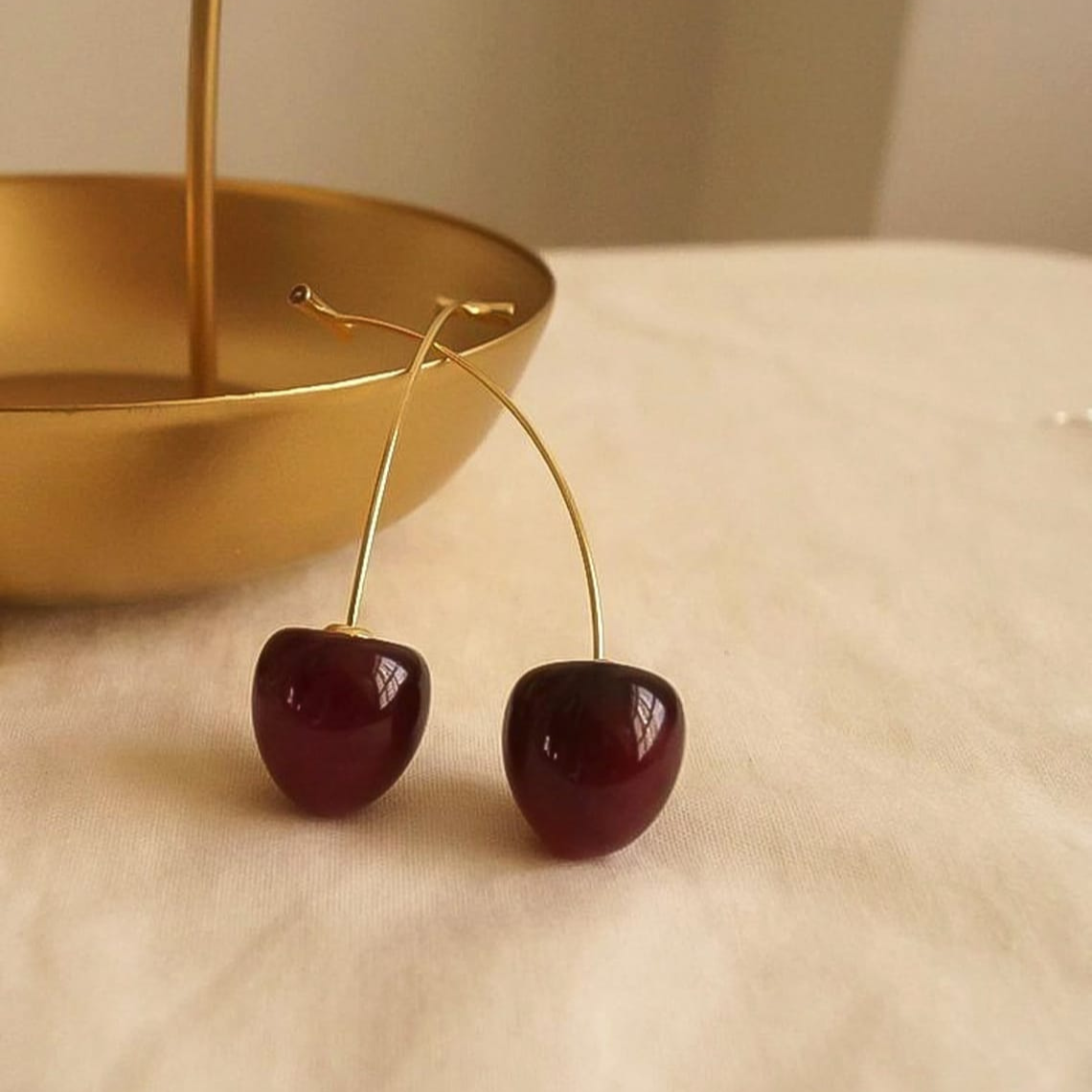Dark Cherry Earrings - Long Drop Earrings