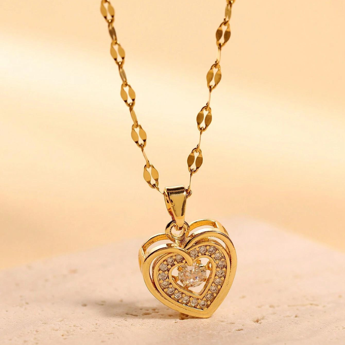 Love Heart Pendant - Double Layer Necklace
