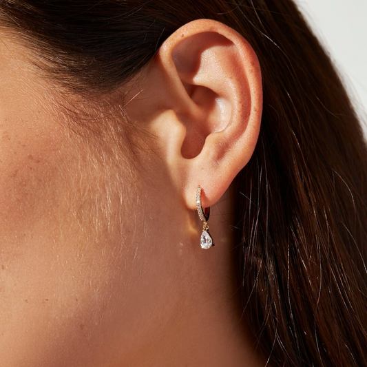 Crystal Drop Earrings - Fine Zirconia Huggies