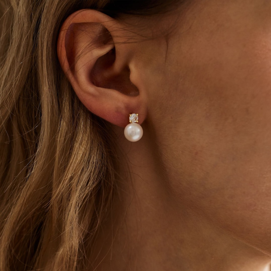 Pearl Stud Earrings - Finely Designed CZ Earrings