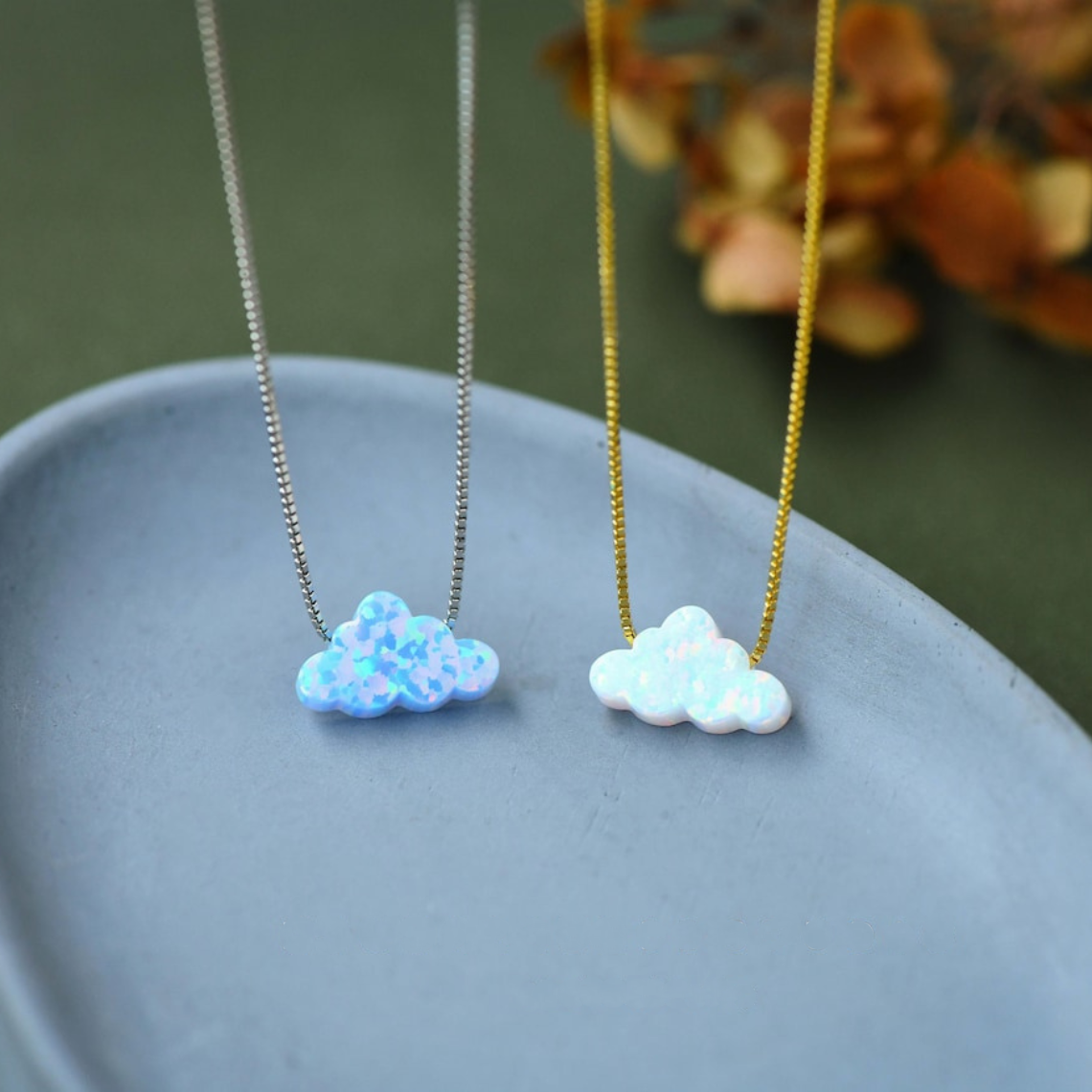 Cloud Opal Necklace - Cloud Pendant Necklace