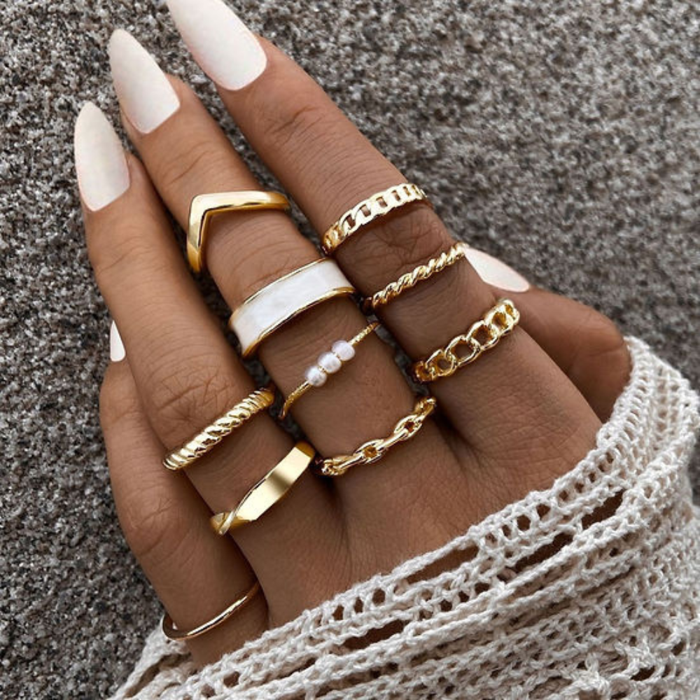10 pieces fashionable rings - Trendy Mix & Match Rings