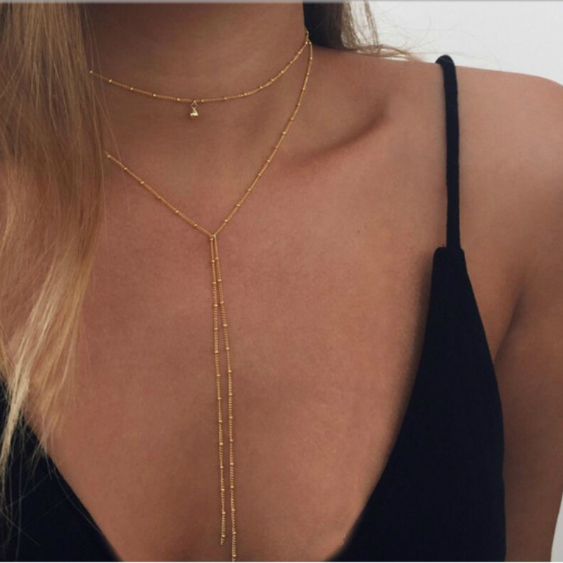 Retro Collarbone Chain - Long Pearl Chain