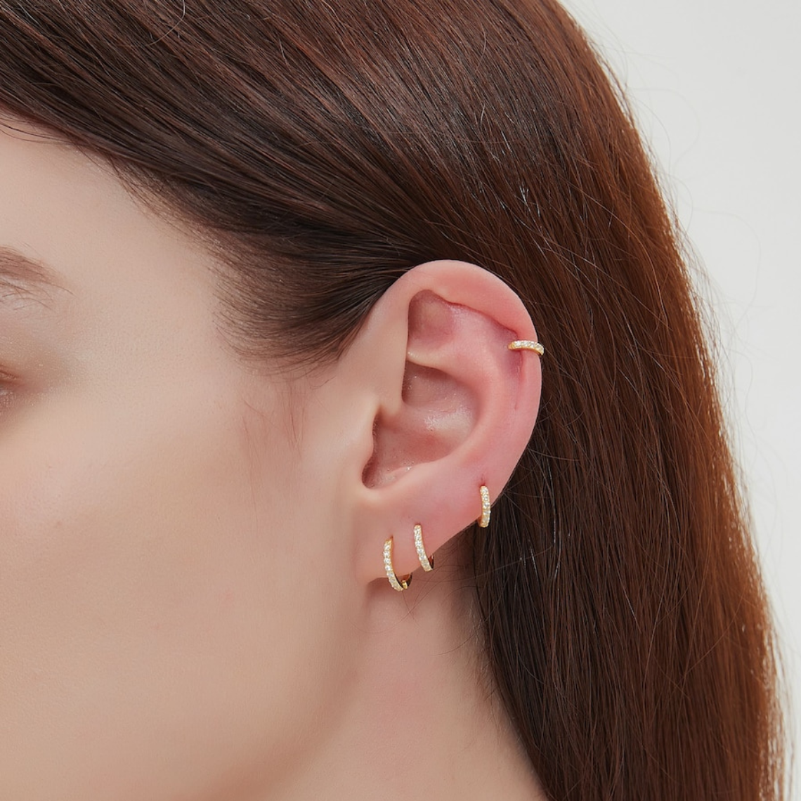 Set of Minimalist CZ Rings - Huggie Hoop Earrings