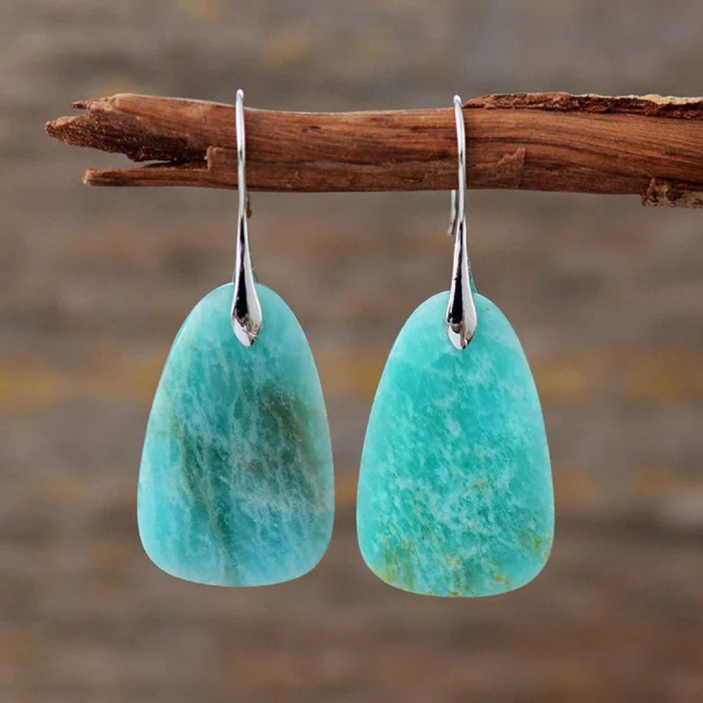 Women’s Drop Earrings with Large Faceted Pendant and Hook Clasp