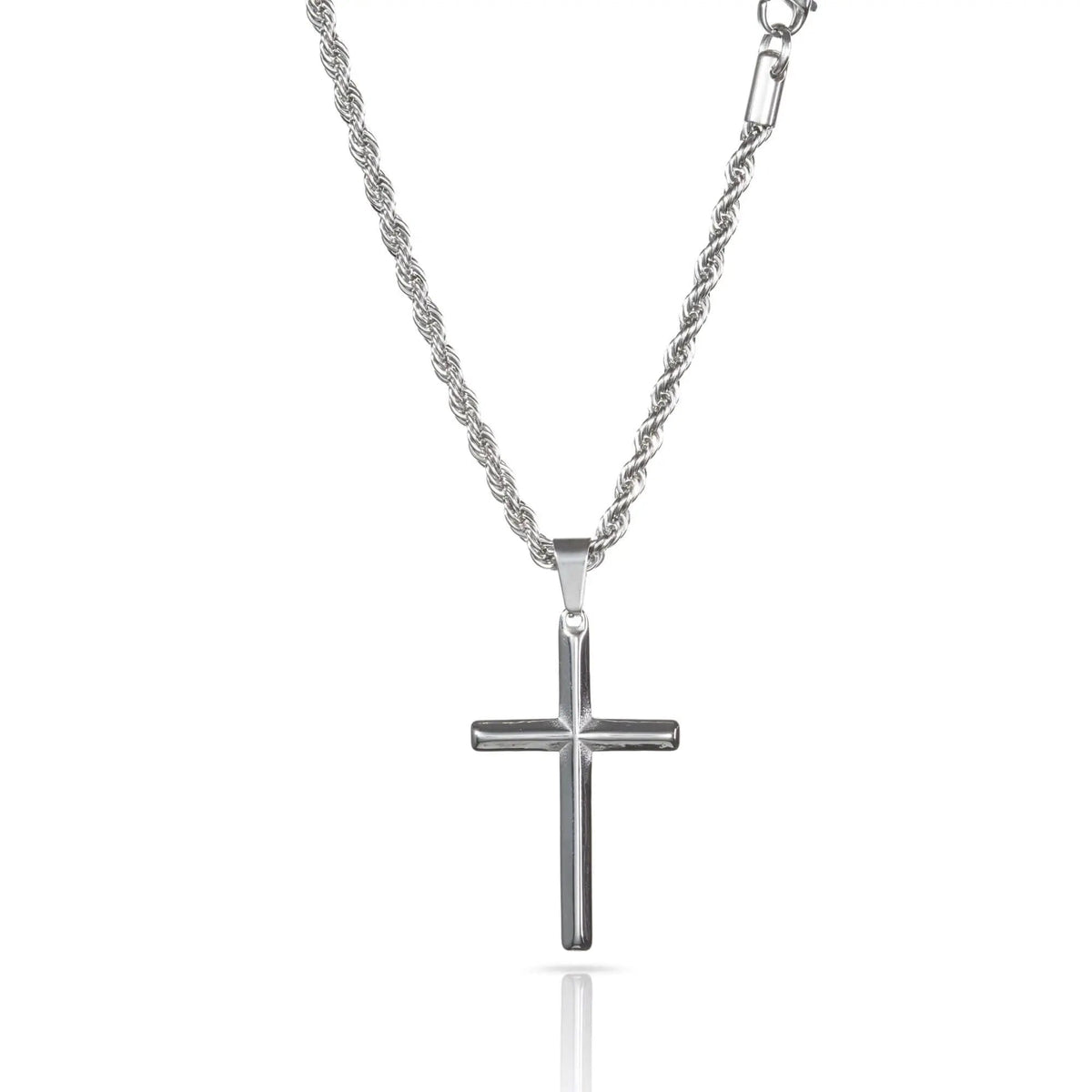 Women’s's Cross Necklace with Twisted Chain and Elongated Pendant