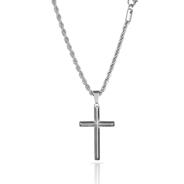 Women’s's Cross Necklace with Twisted Chain and Elongated Pendant