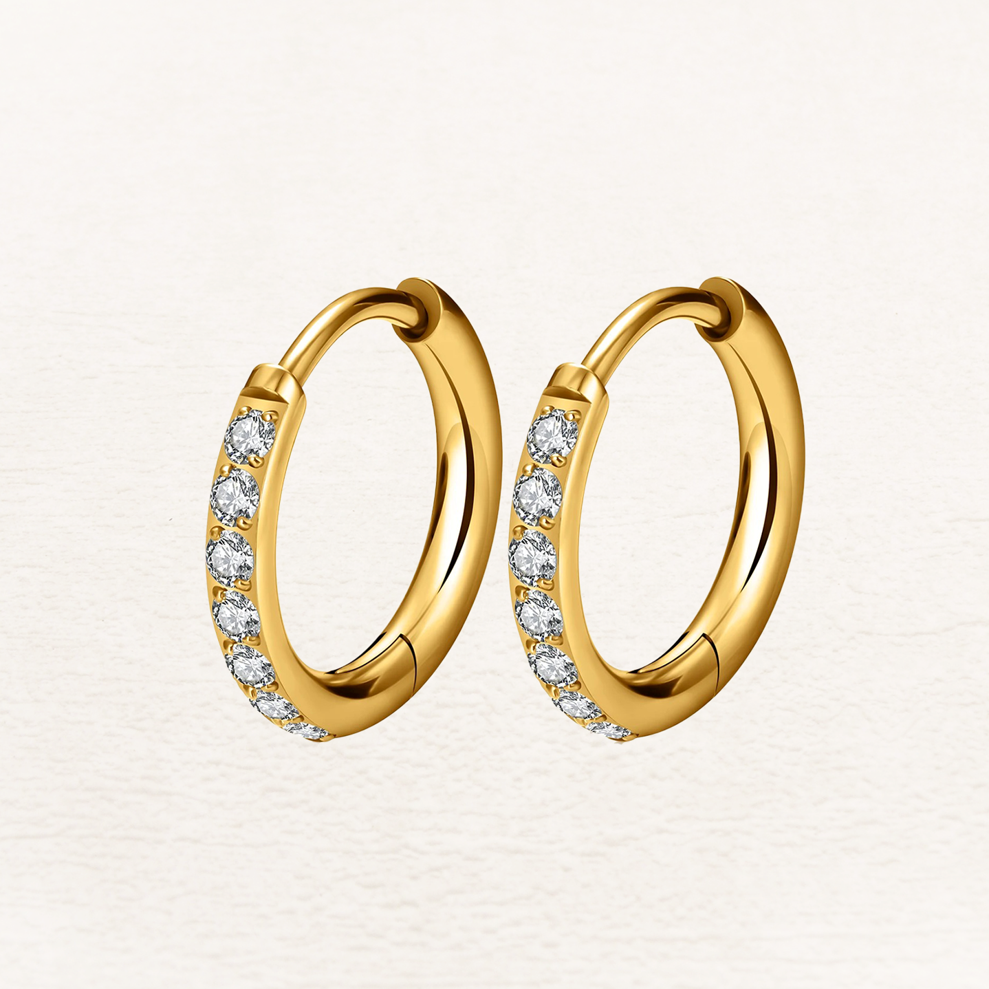 Jane – Huggie Hoops with Zirconia in Gold