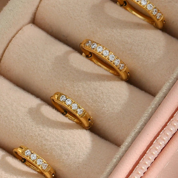 Jane – Huggie Hoops with Zirconia in Gold