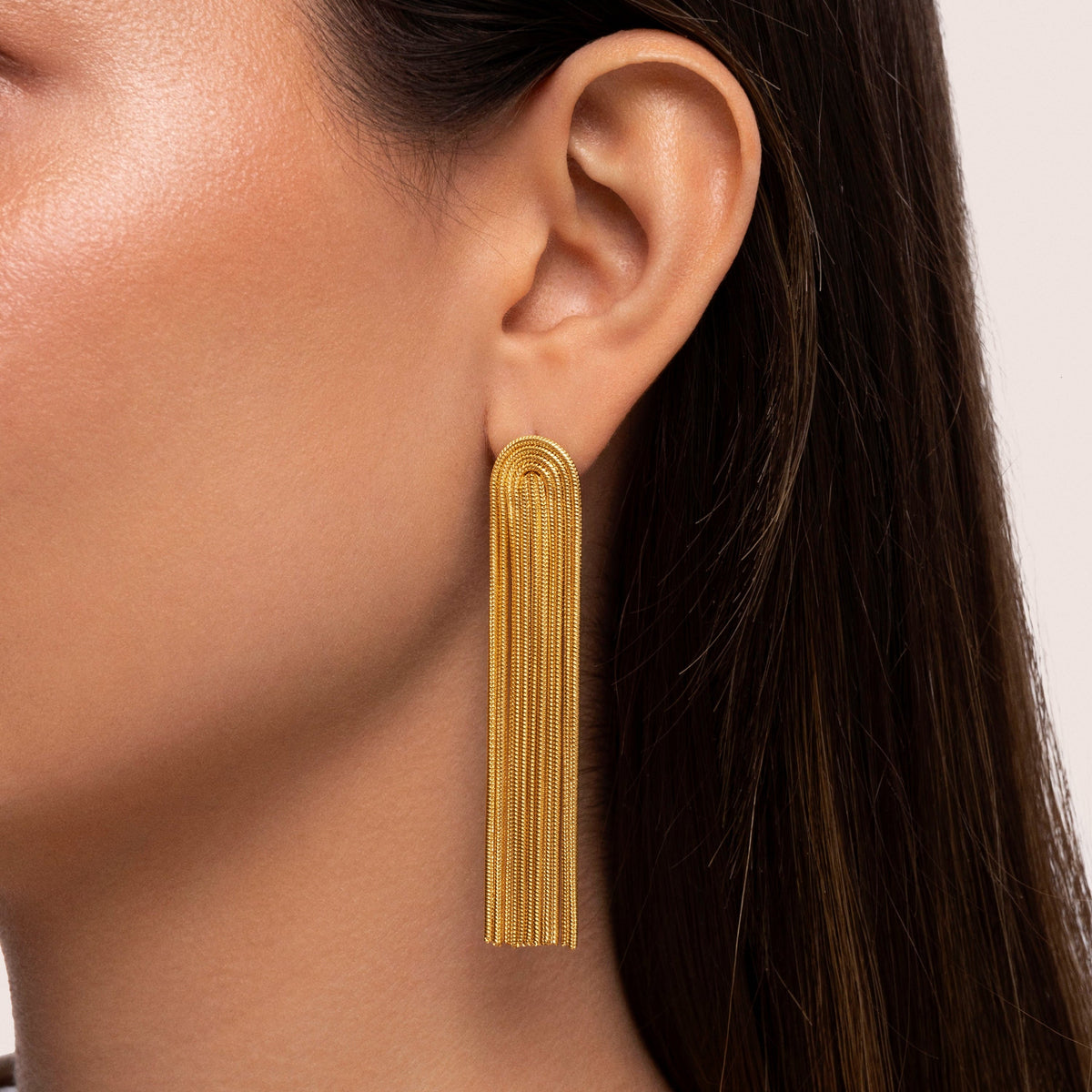 Women’s Tassel Earrings with Multiple Chain Strands and Waterfall Design