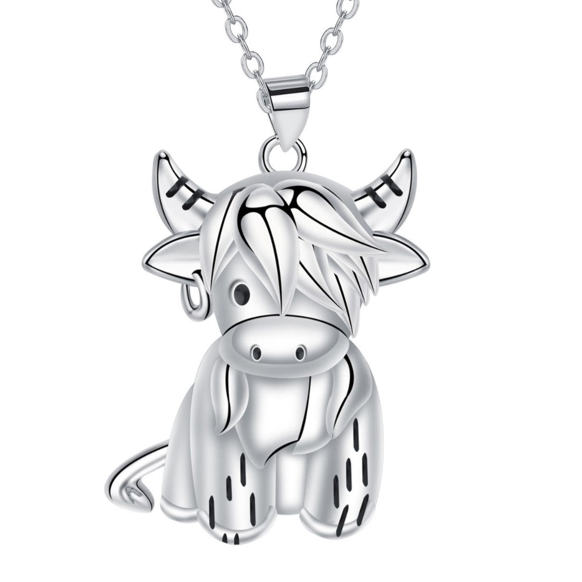 Women’s Necklace with Highland Cattle Pendant and Detailed Animal Motif