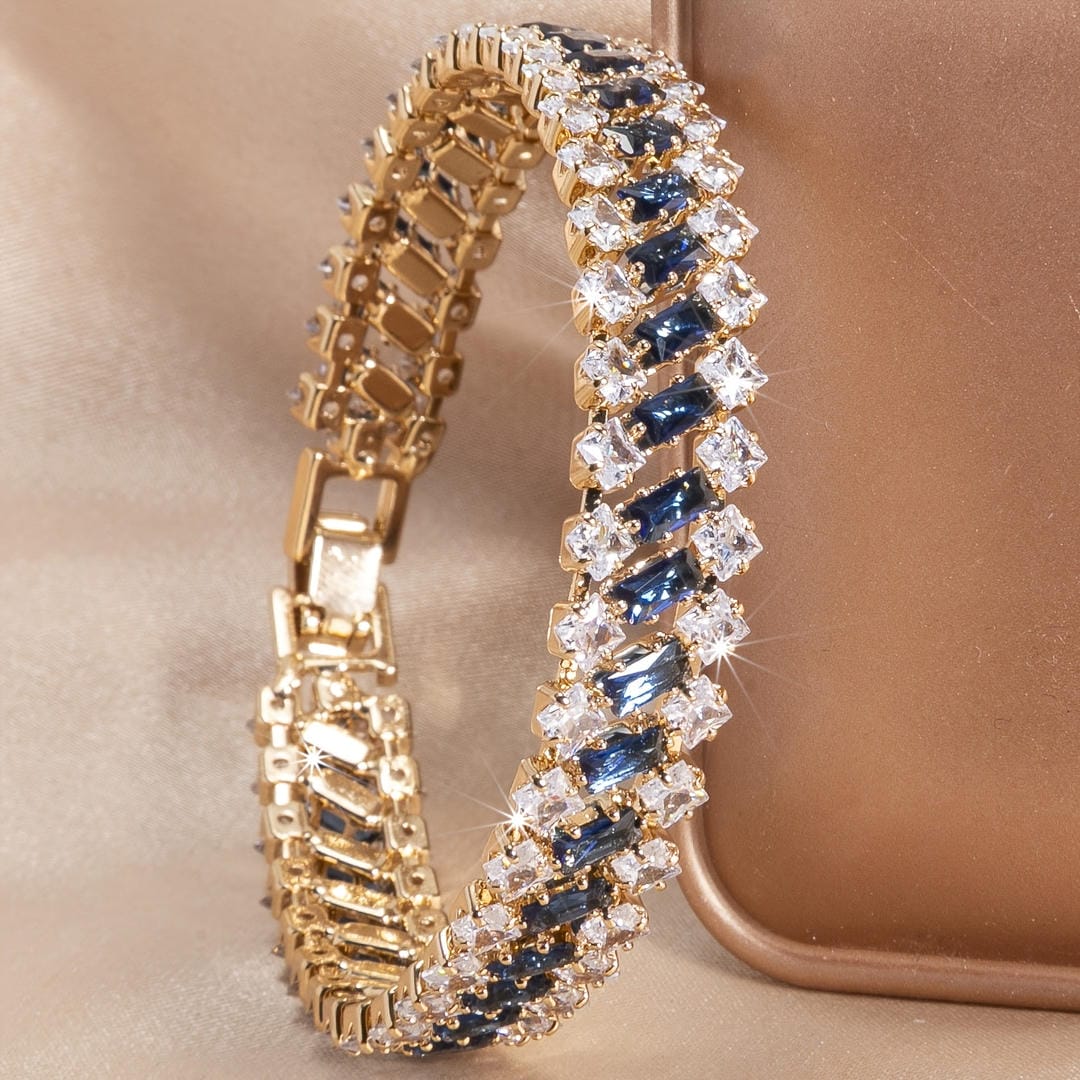 Women’s Geometric Bracelet with Multiple Stone Accents