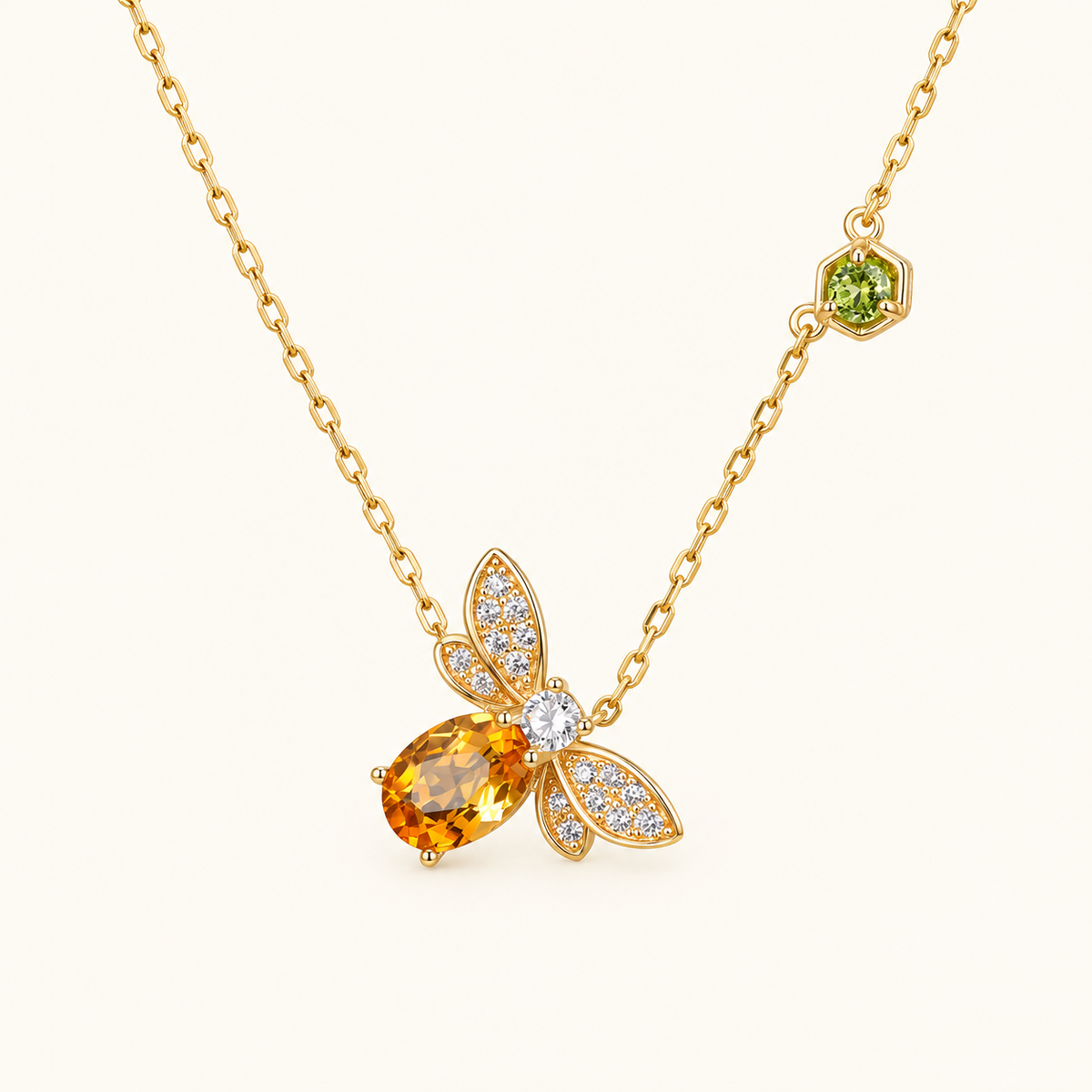 Necklace for Women’s with Bee Pendant and Detailed Wing Design