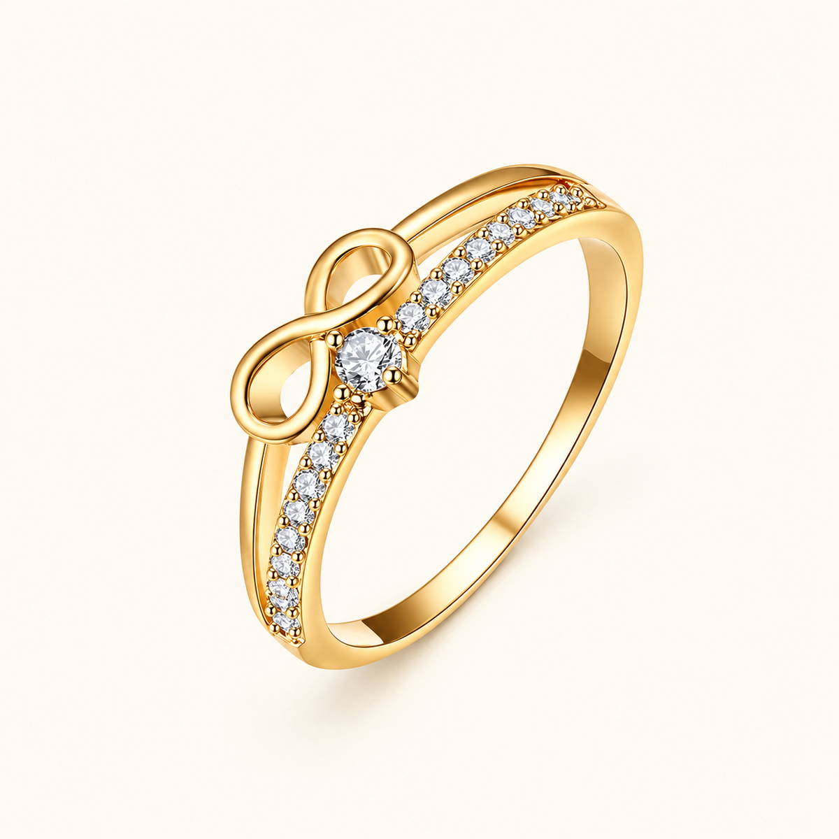 Women's ring with infinity symbol and faceted accents