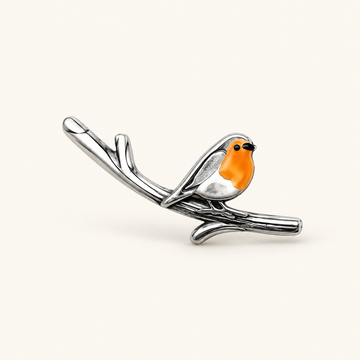 Women's Earring with Bird-on-Branch Motif and Curved Organic Design