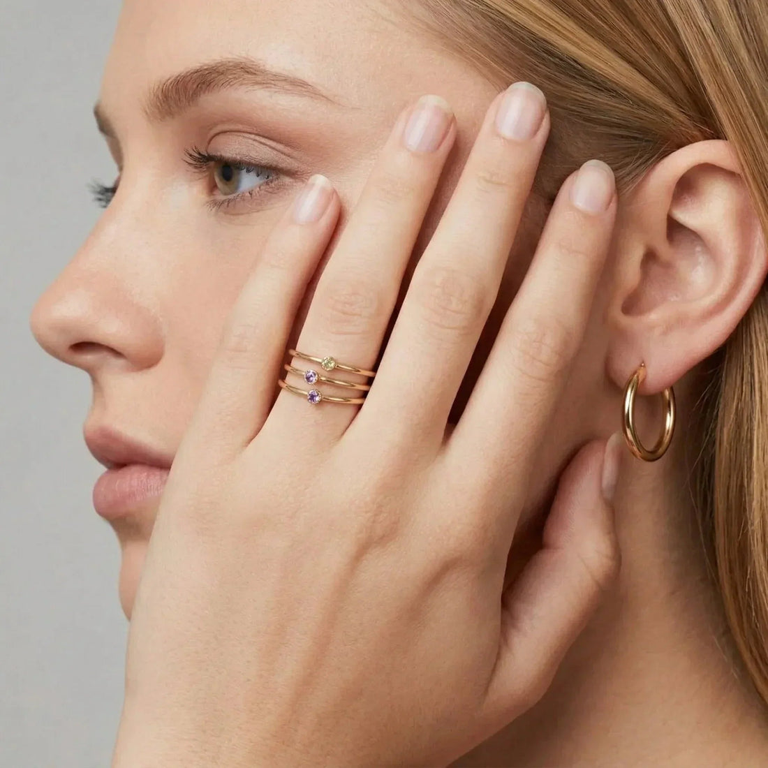 Women's Stacking Ring with Optional Birthstone