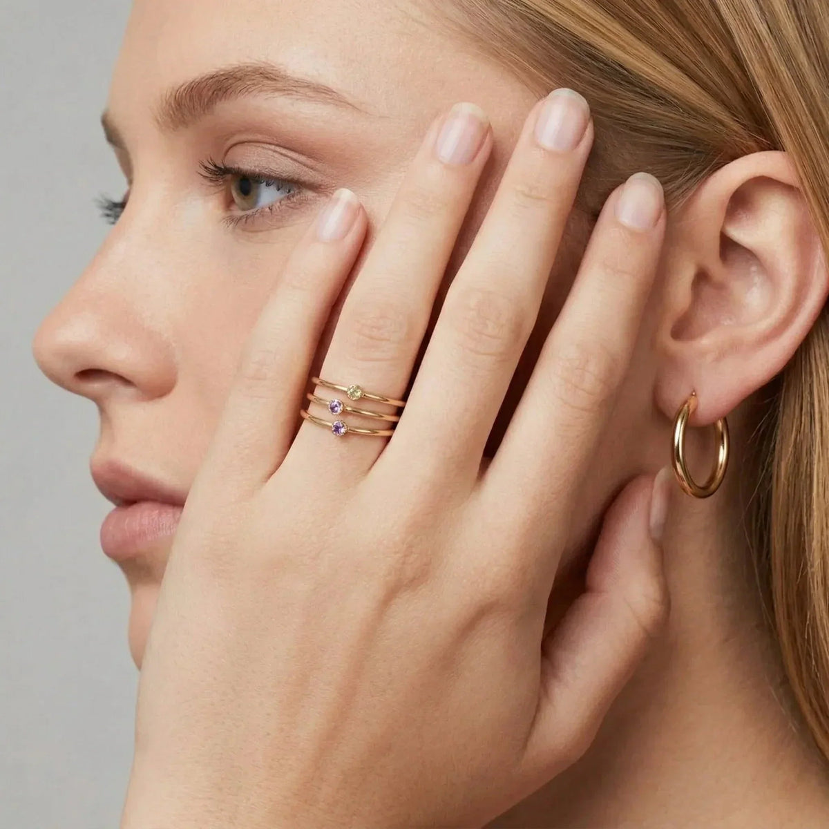 Women's Stacking Ring with Optional Birthstone