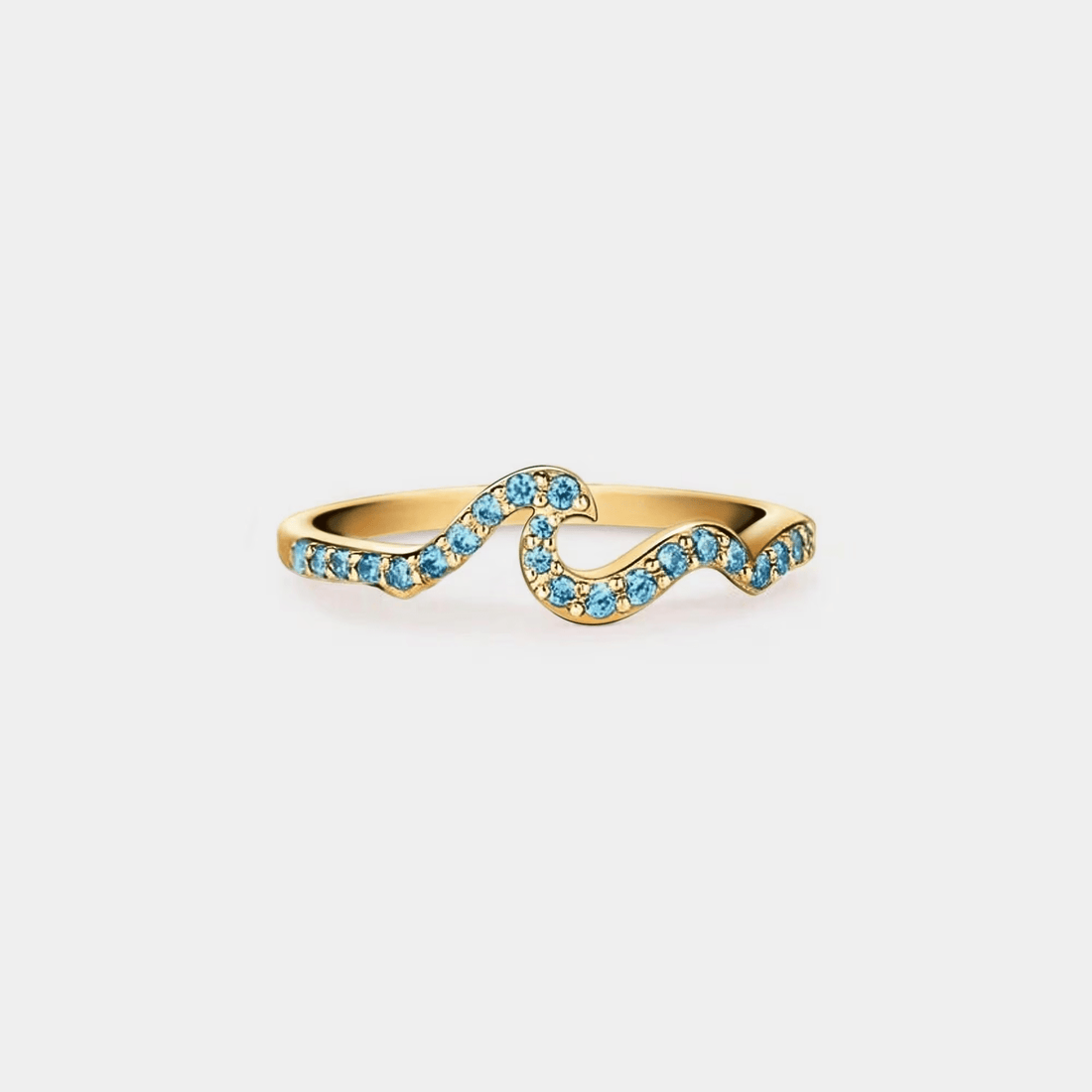 Women’s Waves Ring with Curved Design and Stone Accents