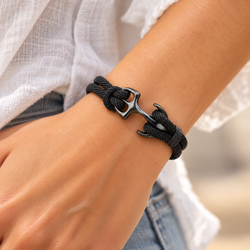 Women’s Adjustable Anchor Bracelet with Braided Rope Cord