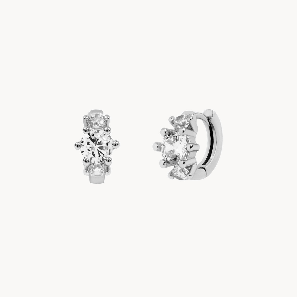 Women’s Small Hoops with Three Round Arranged Stone Accents