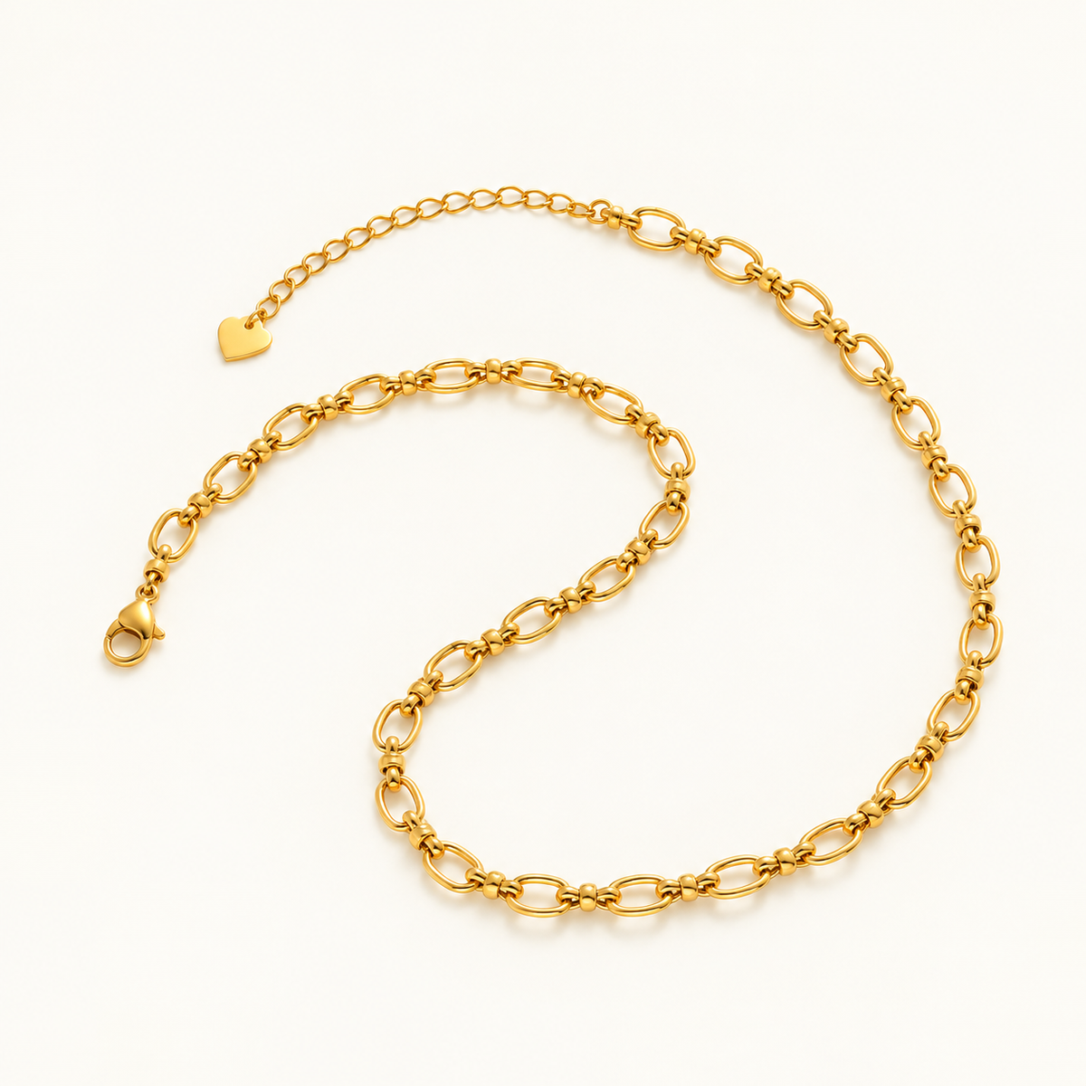 Women's Link Necklace with Oval Chain Links and Adjustable Clasp