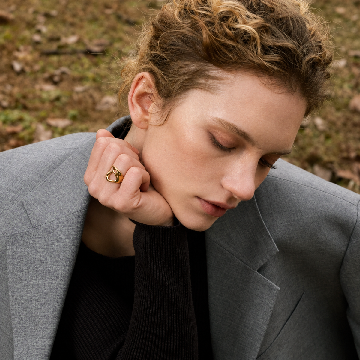 Women’s Adjustable Open Ring with Hollow Geometric Band Design