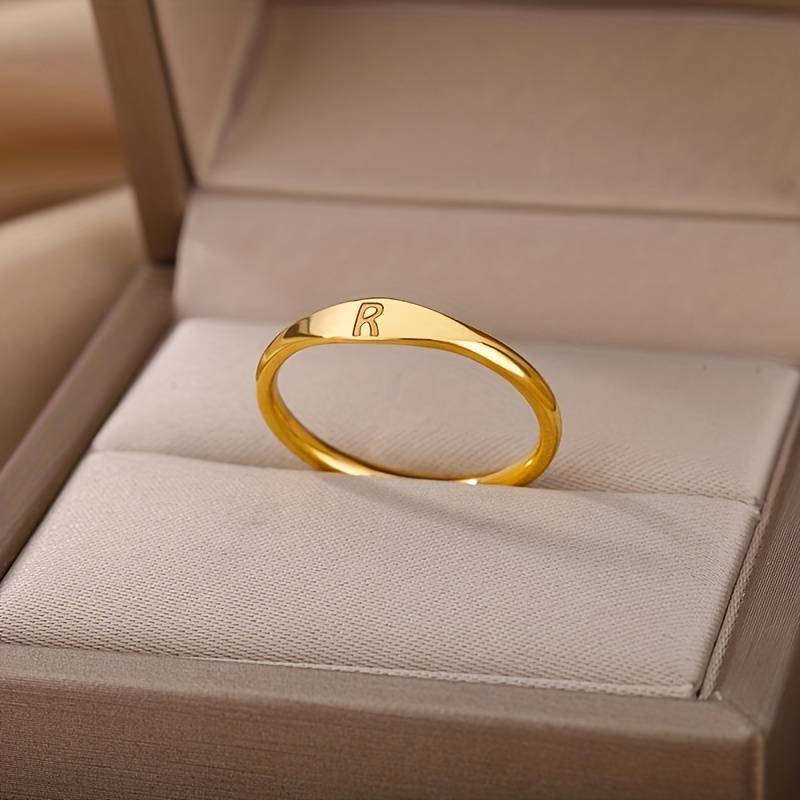 Simple Name Ring | Simple Ring with Engraved Initial