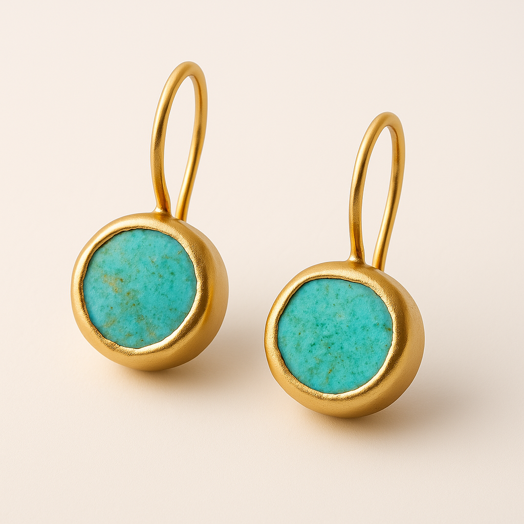 Maia – Golden Earrings with Turquoise Stone