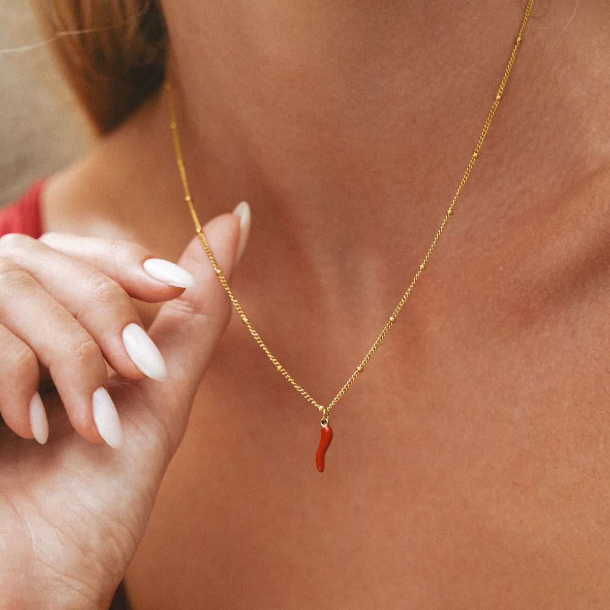 Women's Pendant Necklace with Chili Motif