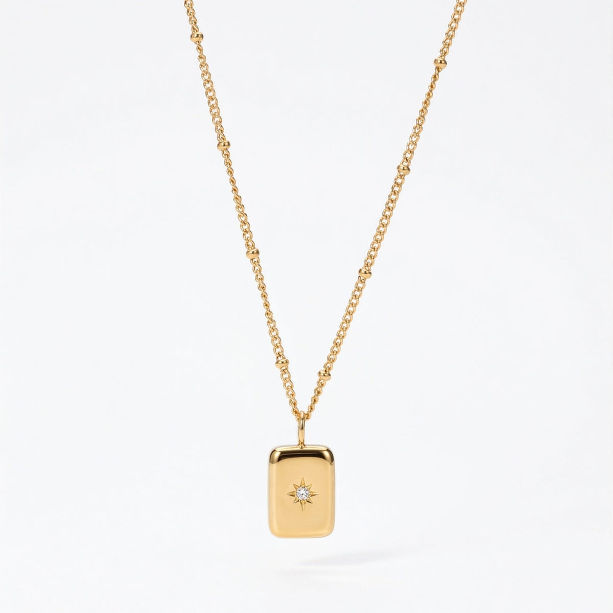 Women’s Star Pendant Necklace with Central Stone Accent