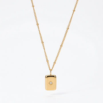 Women’s Star Pendant Necklace with Central Stone Accent