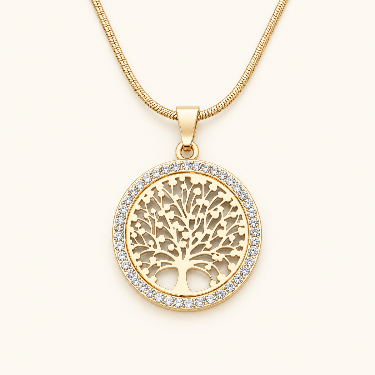 Women Necklace with Tree of Life Pendant and Round Design