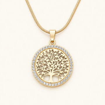 Women Necklace with Tree of Life Pendant and Round Design