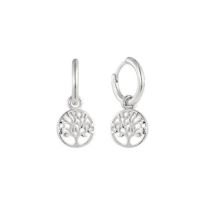 Women’s Huggie Earrings with Tree of Life Charms