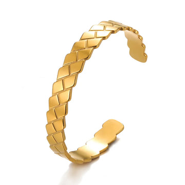 Women’s Open Bracelet with Braided Chevron Design