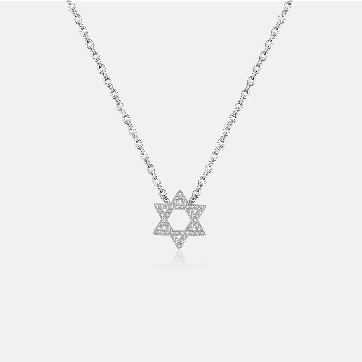 Women's Star Necklace with Six-Pointed Pendant and Stone Accents