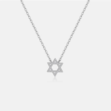 Women's Star Necklace with Six-Pointed Pendant and Stone Accents