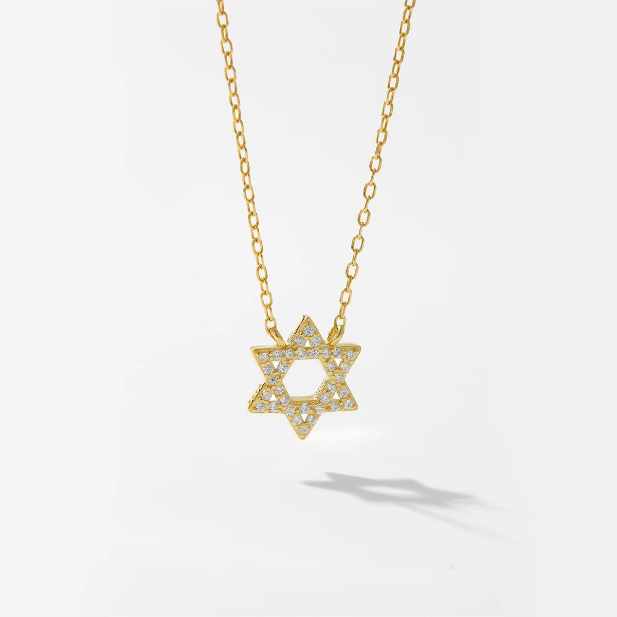 Women's Star Necklace with Six-Pointed Pendant and Stone Accents