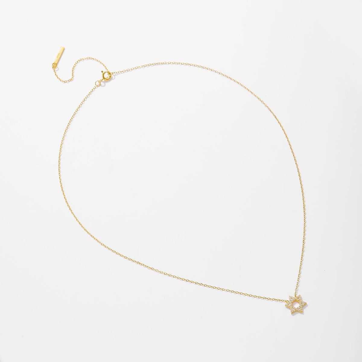 Women's Star Necklace with Six-Pointed Pendant and Stone Accents