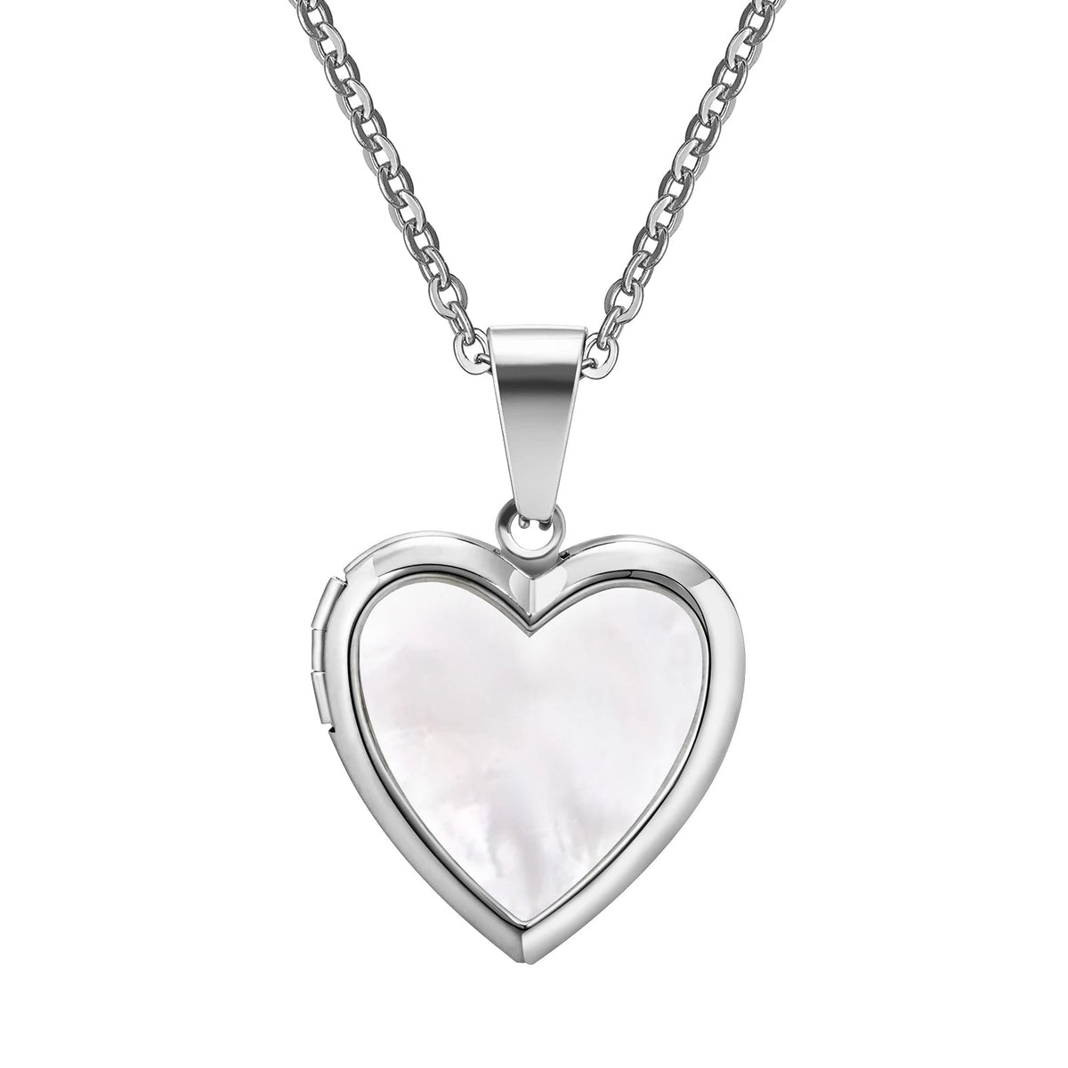 Women’s Heart Pendant Necklace with Iridescent Shell Inlay