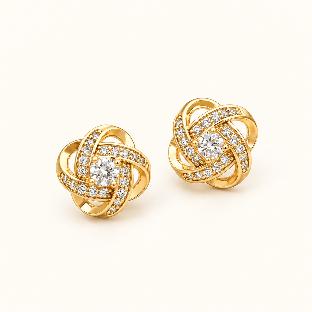 Women’s Cross Ear Studs with Geometric Hollow Design and Stone Accents