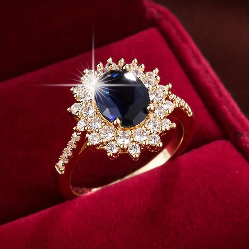 Delphine – Golden Chic Ring with Blue Stone