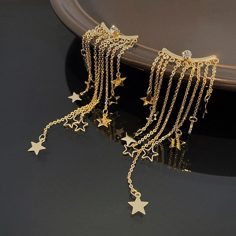 Valerie – Hanging Earrings Star with Tassels