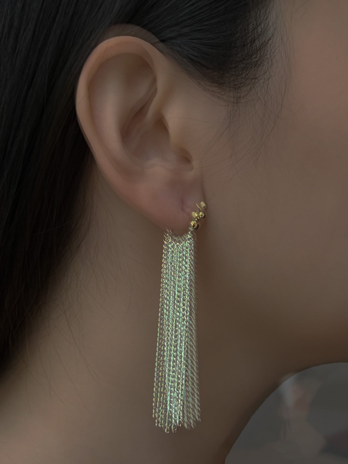 Nora - Long Swinging Silver Chain Earrings