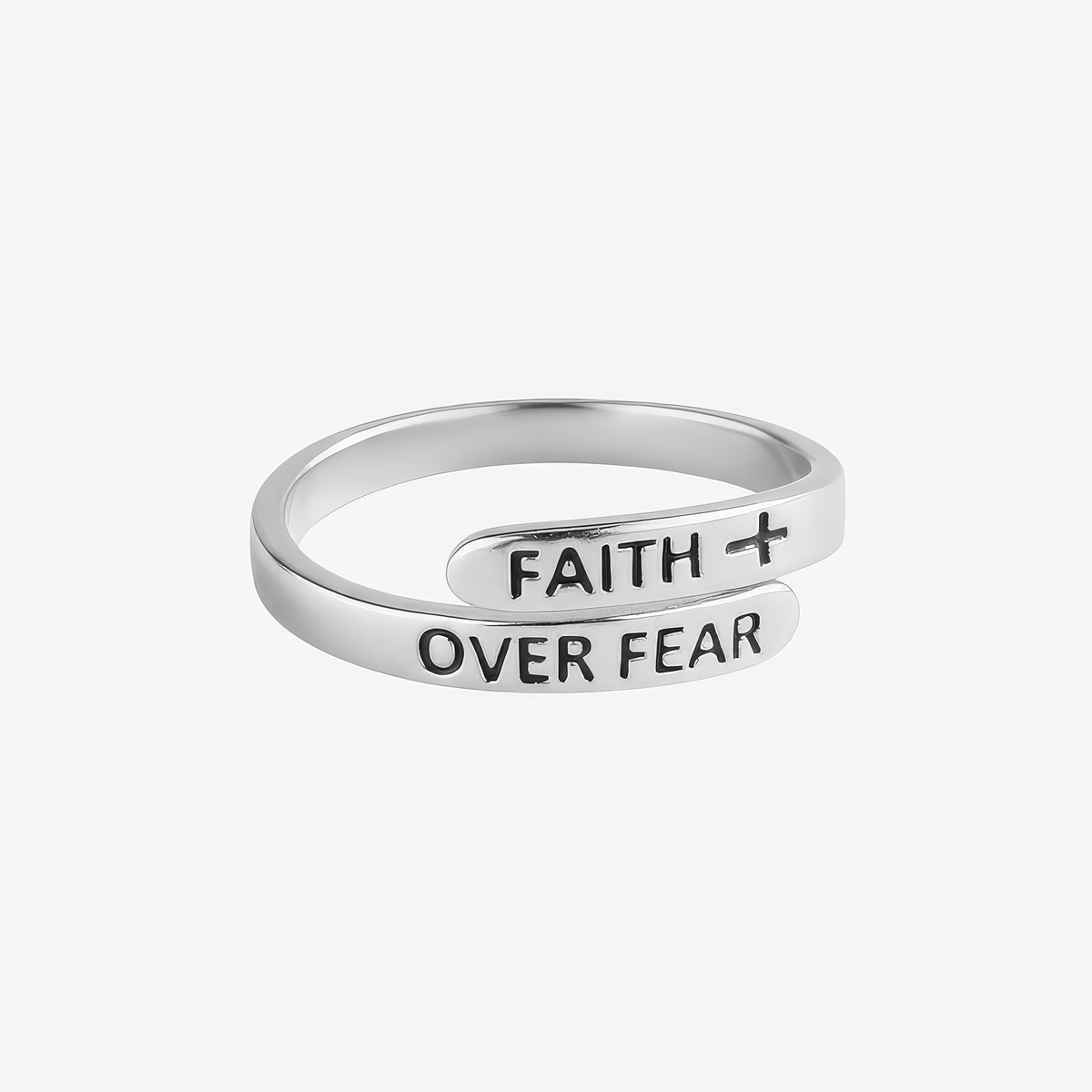 Women’s Open Wrap Ring with Engraving Faith Over Fear