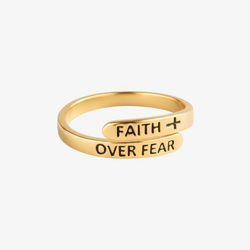 Women’s Open Wrap Ring with Engraving Faith Over Fear