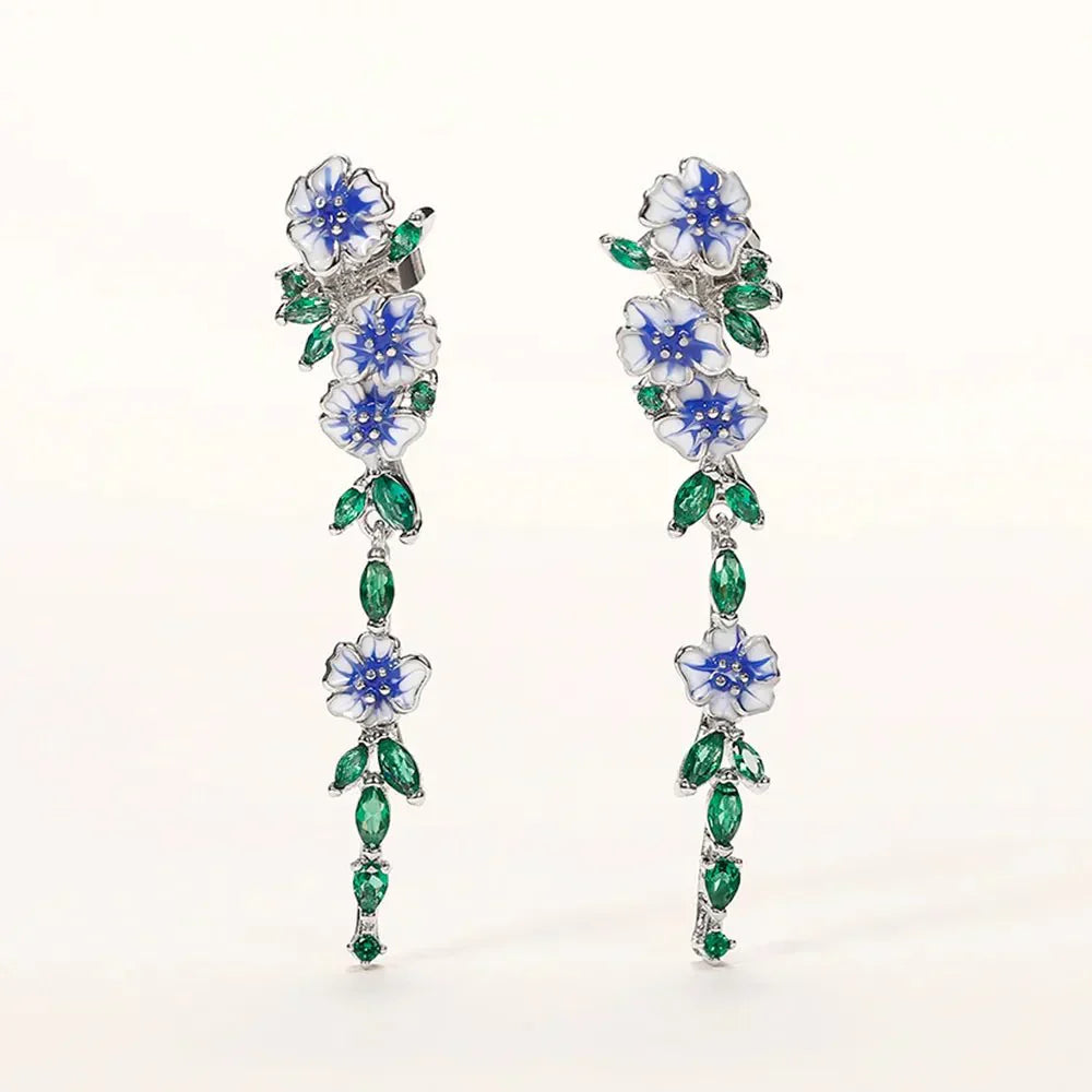 Yara – Hanging Earrings in Flower Blue